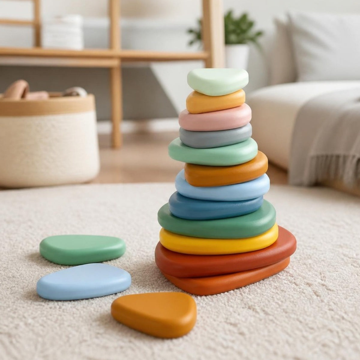 Kamienie balansujące Montessori drewniane, od 1 roku