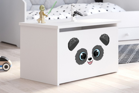 Skrzynia na zabawki Daria biała z nadrukiem Panda