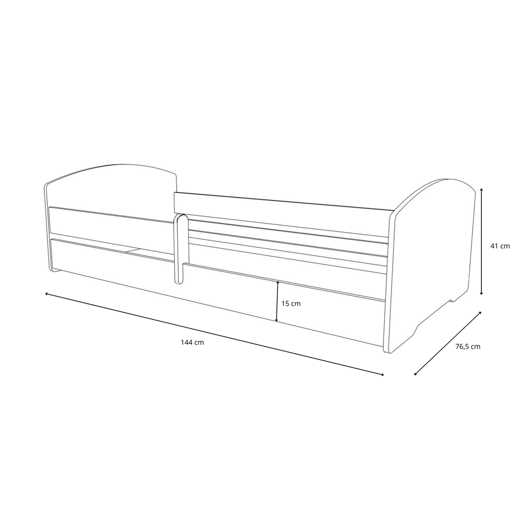 Łóżko dziecięce Montessori Leo 140×70 cm – niskie łóżko z barierką