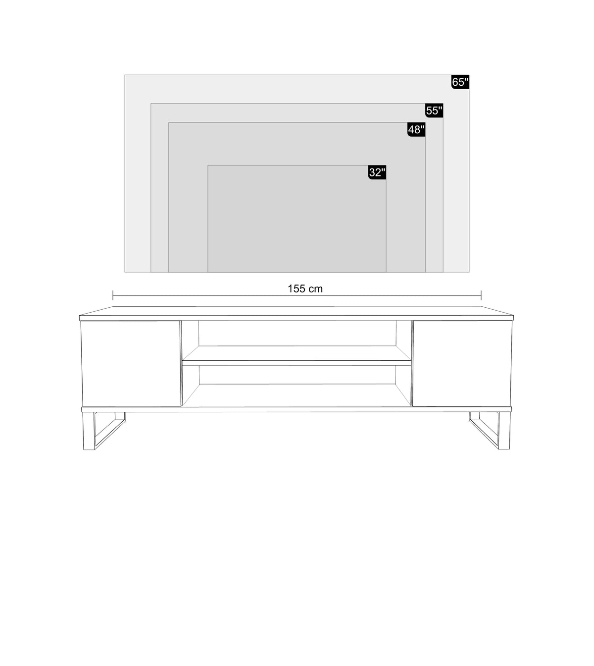 Szafka RTV 155 cm loft dąb craft złoty – czarny