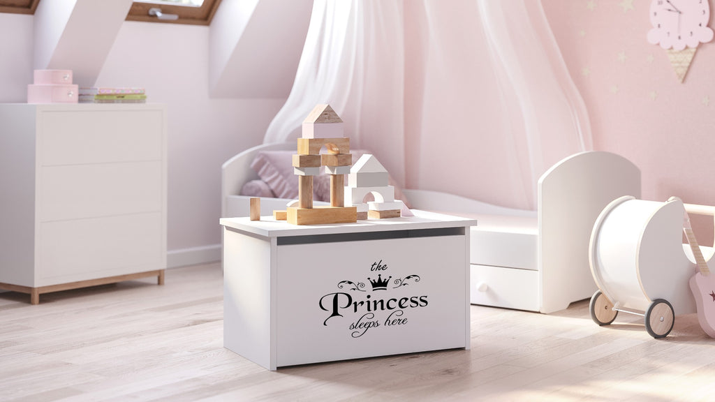 Skrzynia na zabawki Daria biała z nadrukiem Princess