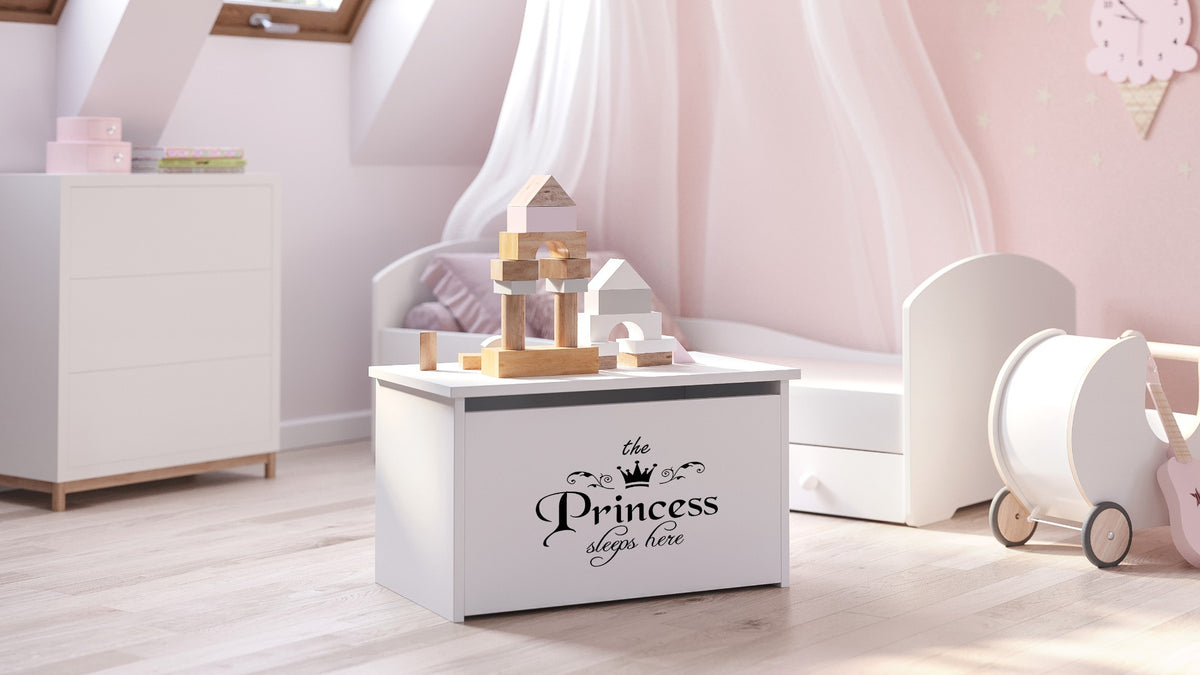 Skrzynia na zabawki Daria biała z nadrukiem Princess