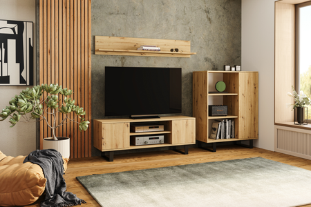 Szafka RTV Focus 135 cm – loft Dąb artisan