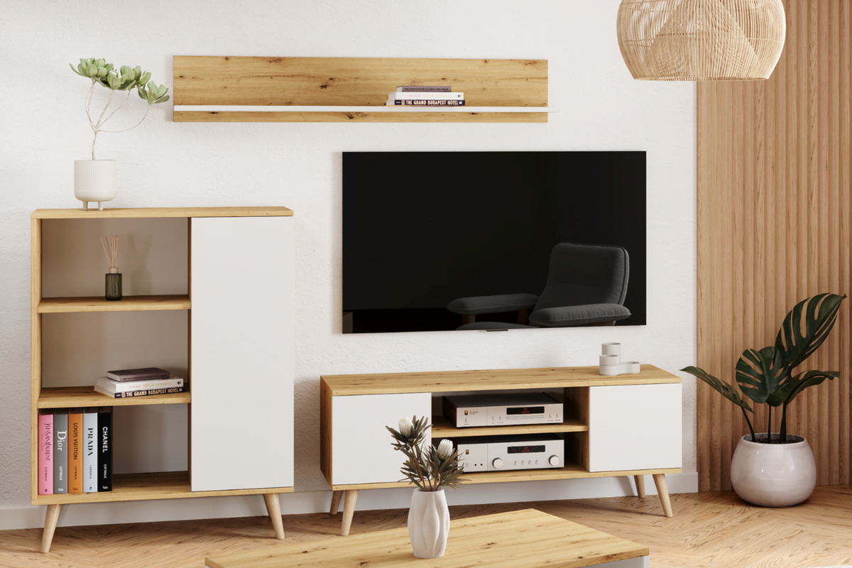 Półka Shelf 100 cm – dąb artisan / biały