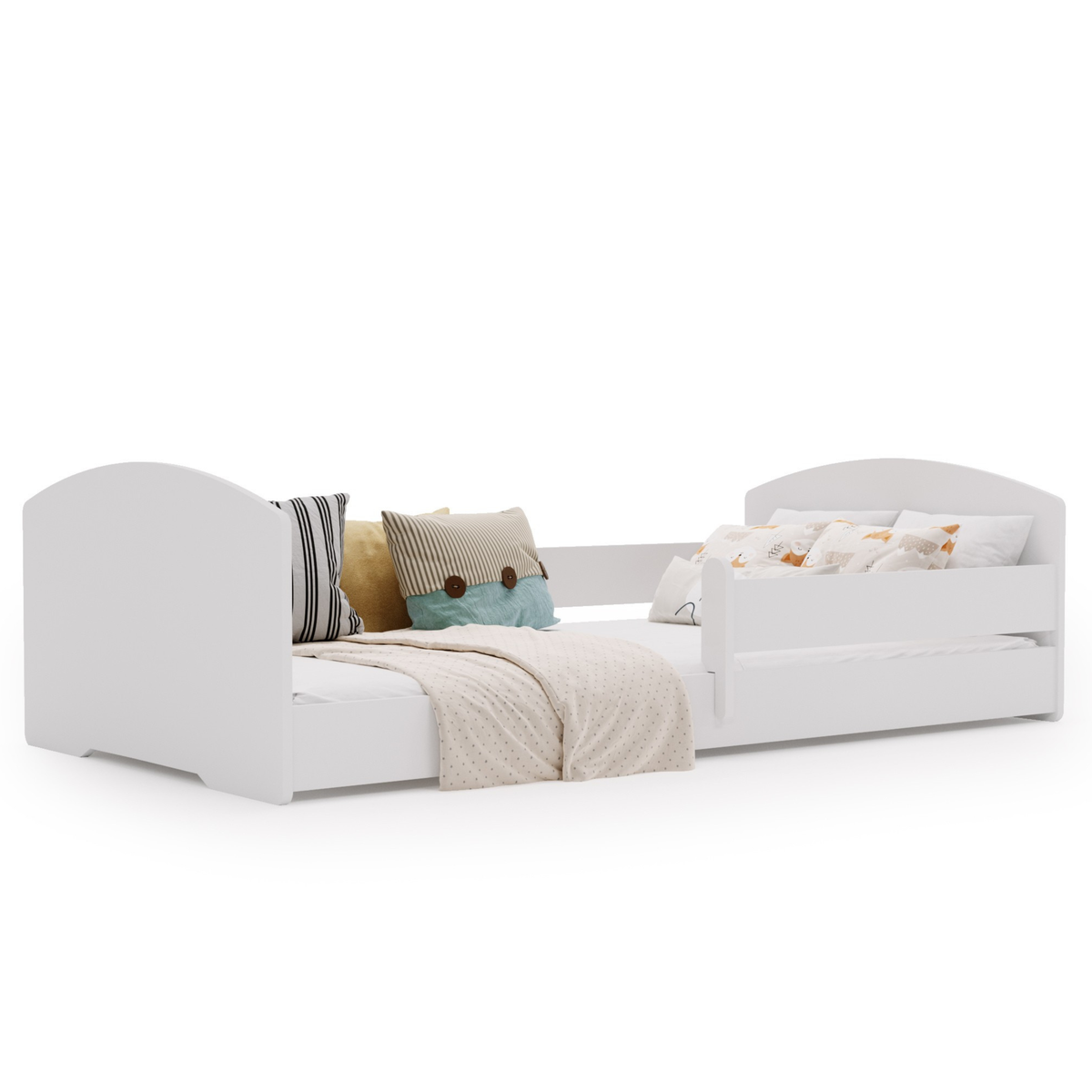 Łóżko dziecięce Montessori Leo 140×70 cm – niskie łóżko z barierką