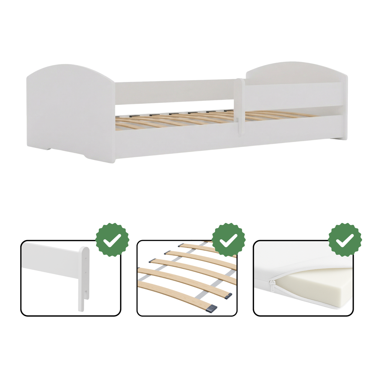 Łóżko dziecięce Montessori Leo 140×70 cm – niskie łóżko z barierką