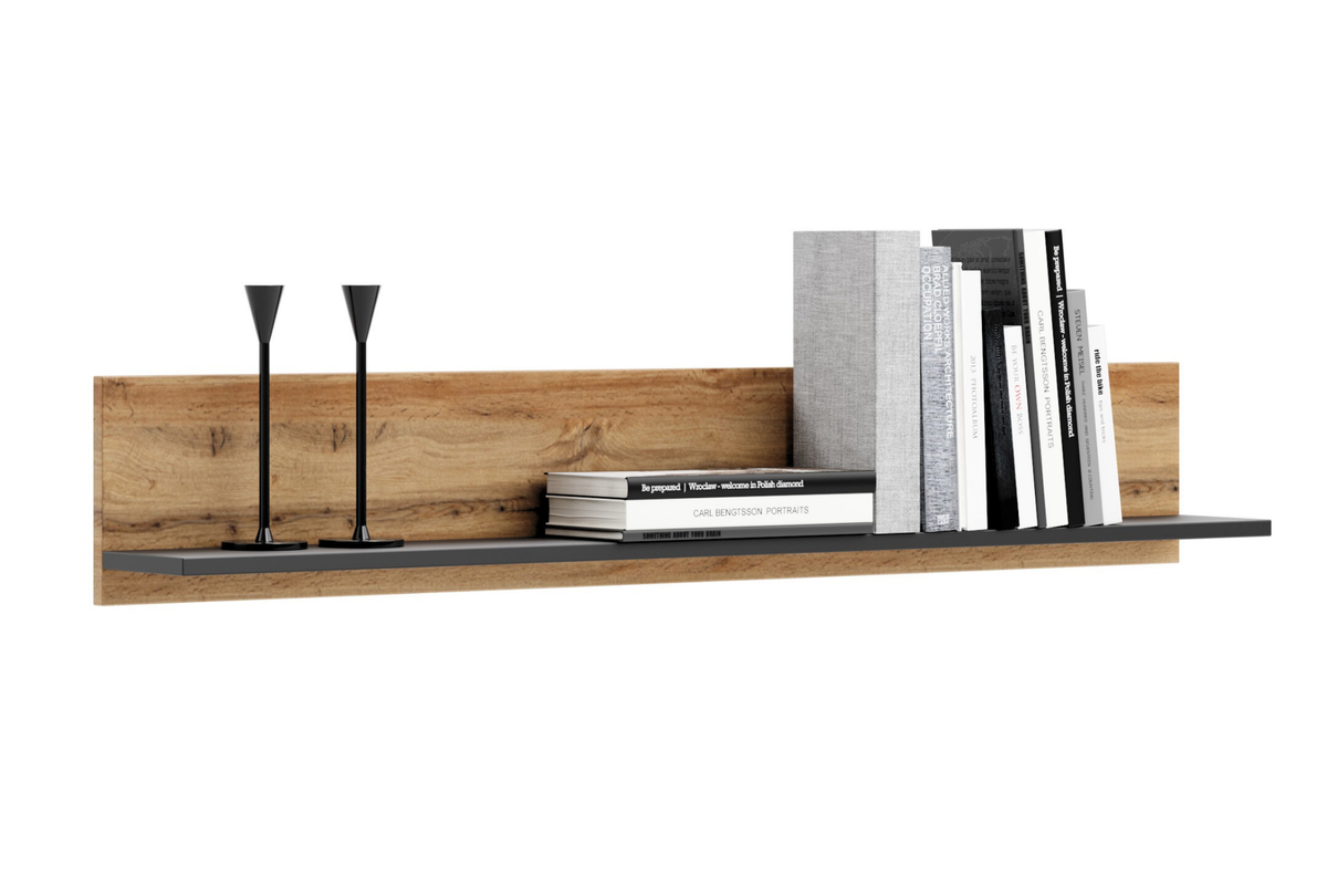 Półka Shelf 100 cm dąb craft złoty czarny