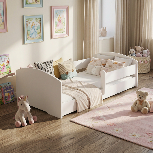 Łóżko dziecięce Montessori Leo 160×80 cm – niskie łóżko z barierką