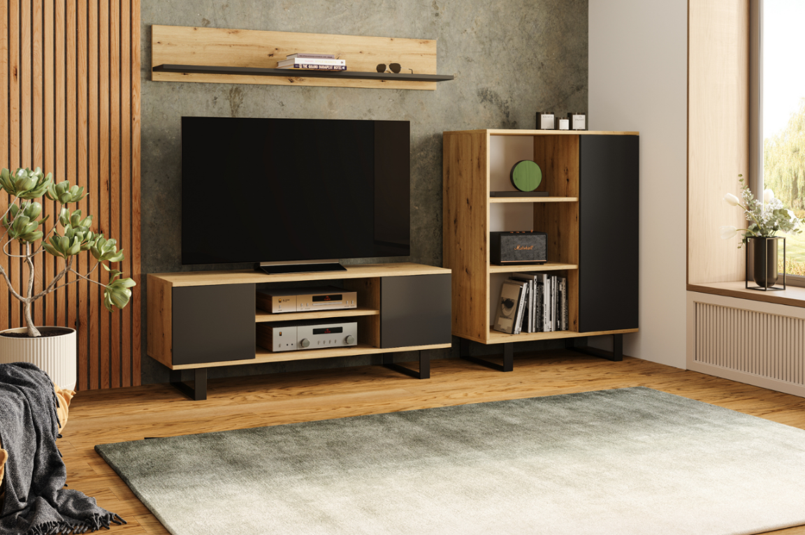 Półka Shelf 100 cm – dąb artisan / czarny