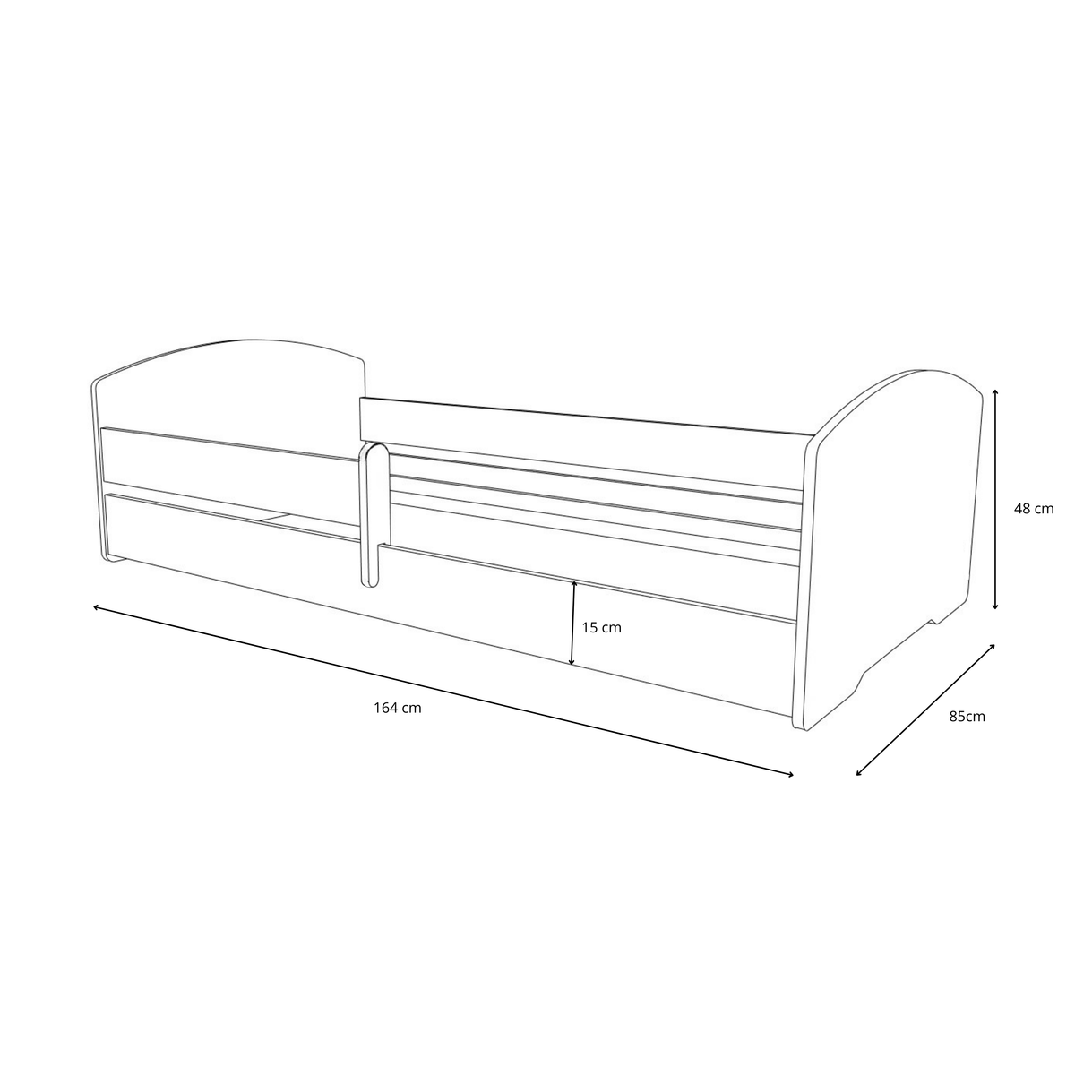Łóżko dziecięce Montessori Leo 160×80 cm – niskie łóżko z barierką