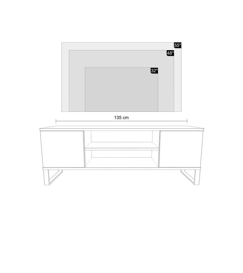 Szafka RTV 135 cm loft dąb craft złoty – lamele