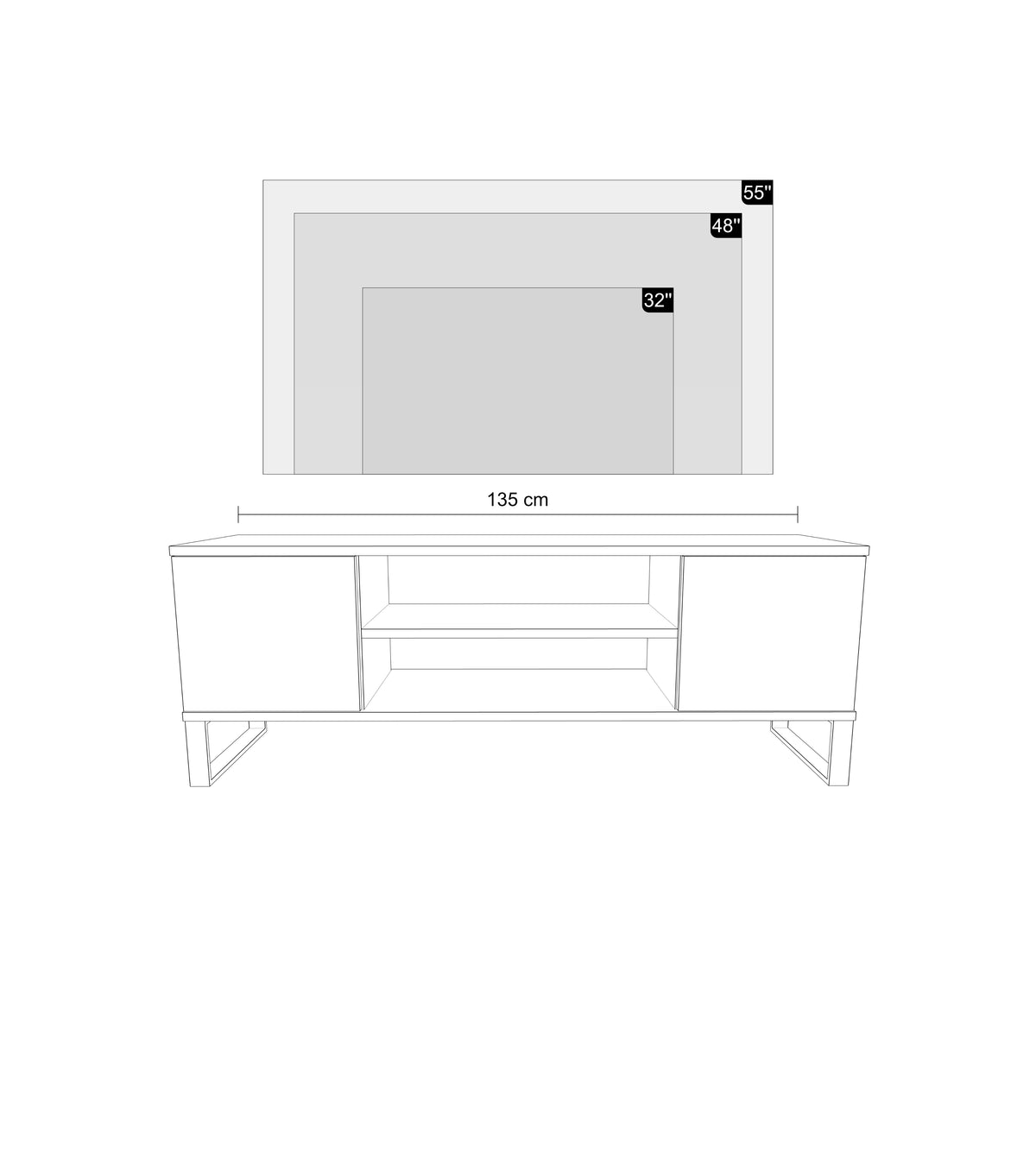 Szafka RTV 135 cm loft dąb craft złoty – lamele