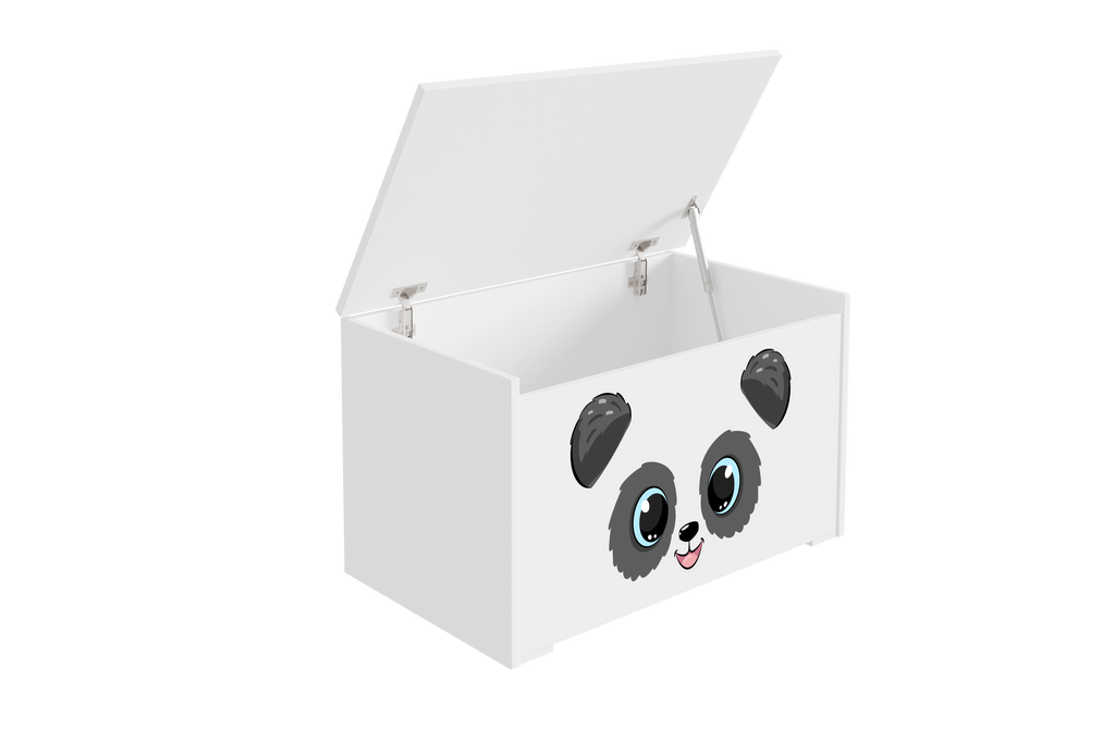 Skrzynia na zabawki Daria biała z nadrukiem Panda