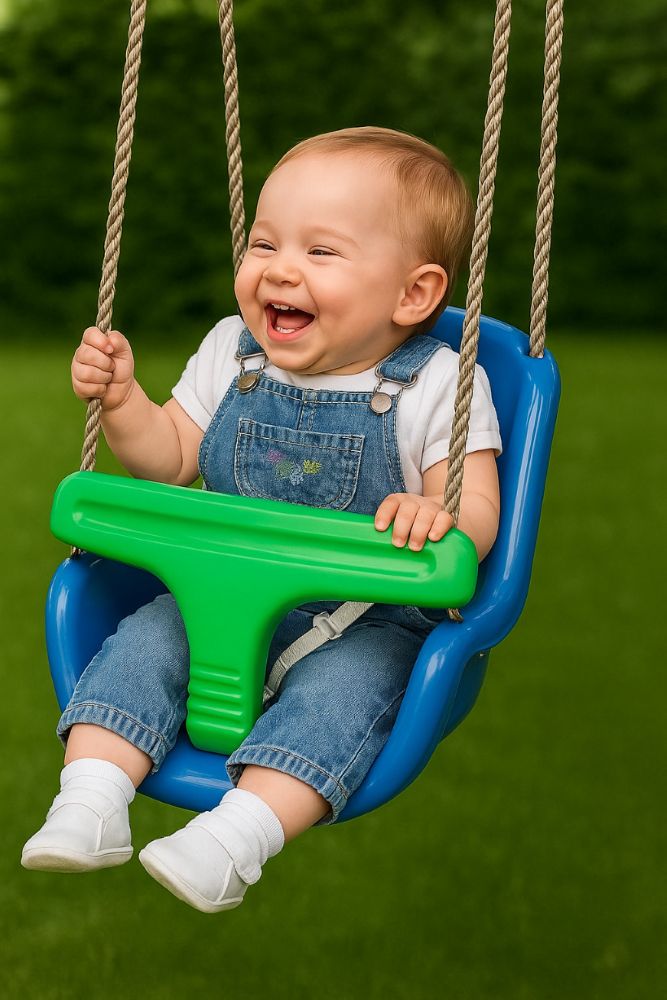 Huśtawka kubełkowa dla dzieci Fun czerwono-żółty