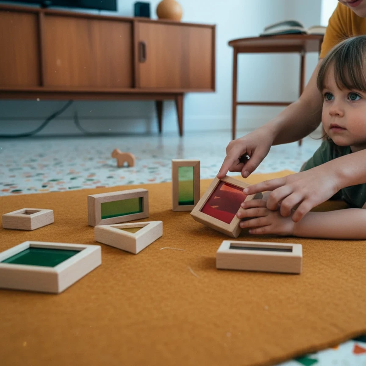Klocki sensoryczne drewniane z piaskiem SensArt Sand 8 el., od 2 lat