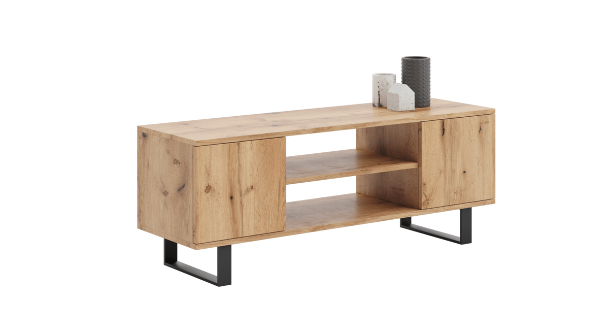 Szafka RTV 135 cm loft dąb craft złoty