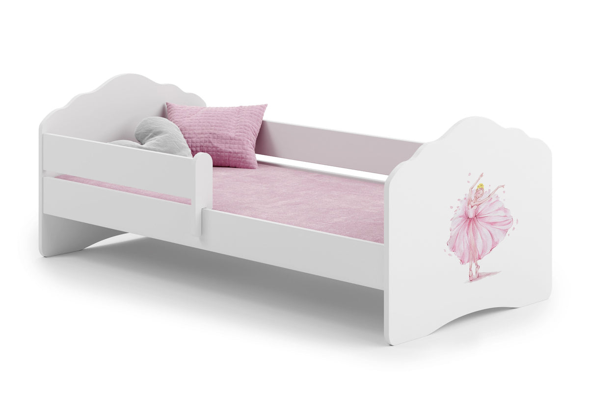 Łóżko dziecięce Fala z barierką 140×70 cm Księżniczka w koronie