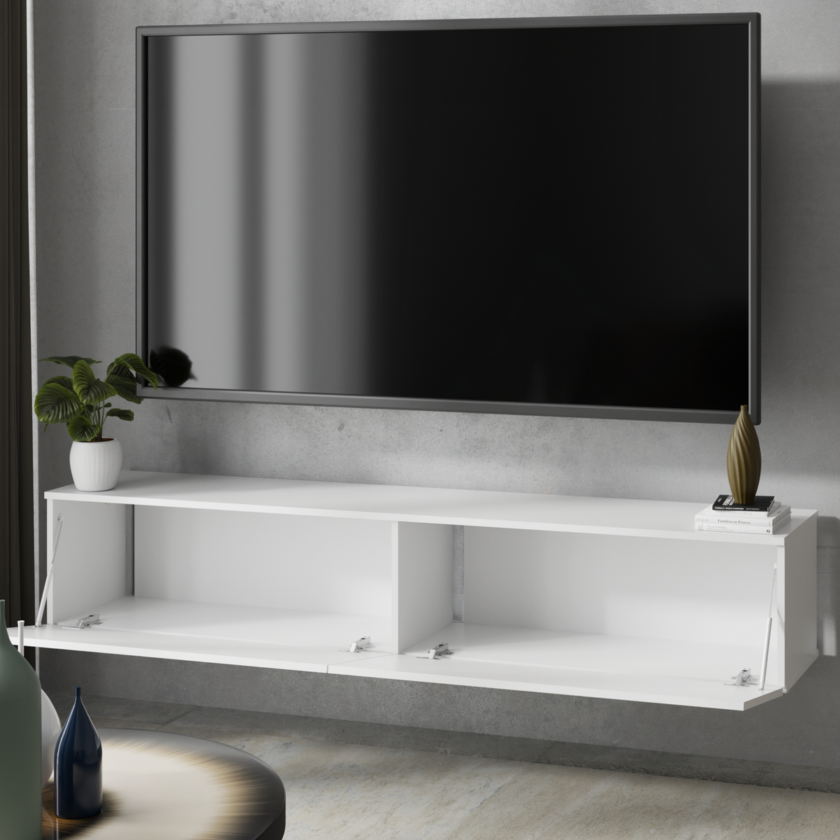 Szafka RTV Nicole 80 cm – kolor Biały