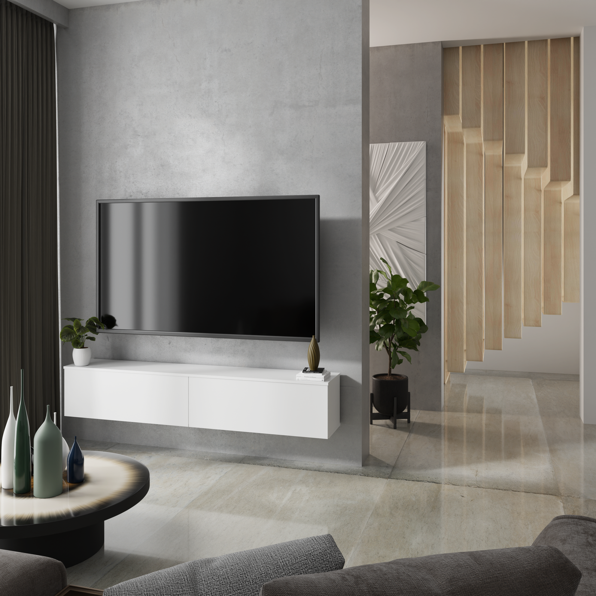 Szafka RTV Nicole 80 cm – kolor Biały