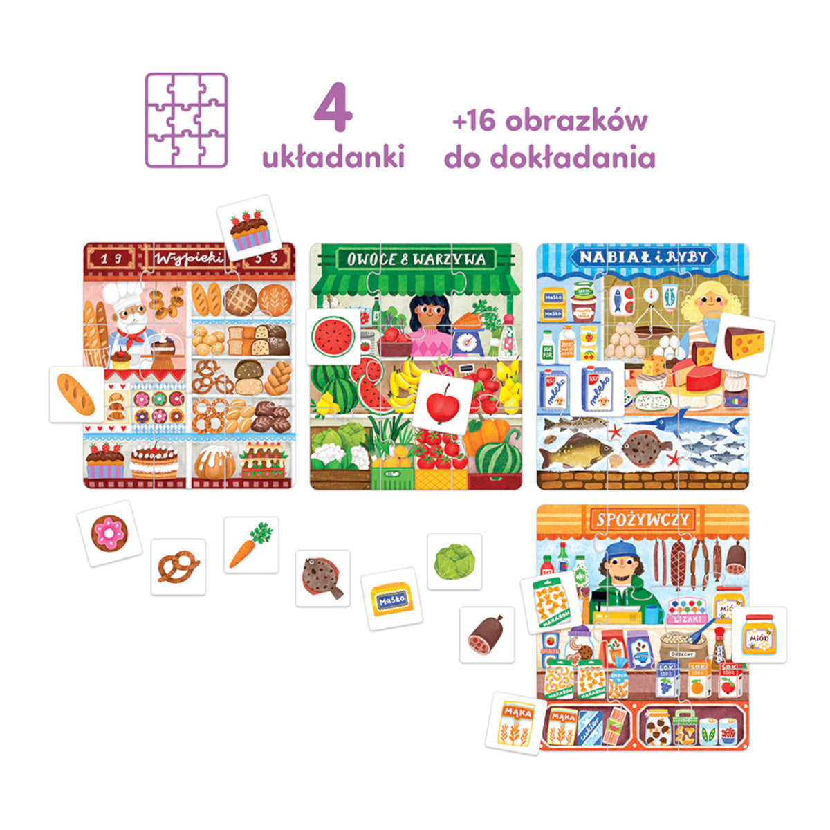 Układanka i gra 2w1 Puzzle Na zakupy, od 3 lat