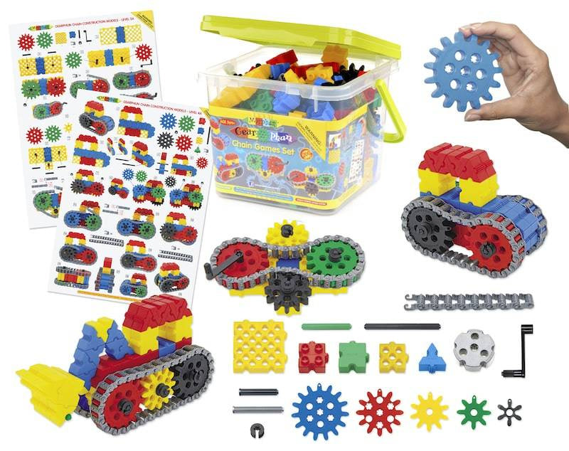 Klocki konstrukcyjne Gearphun Koła zębate i łańcuchy 200 el., od 4 lat