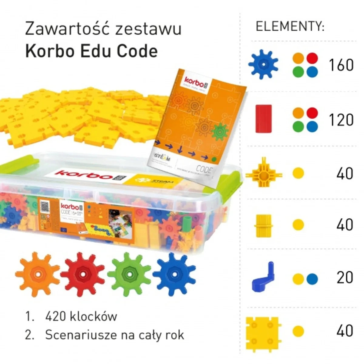 Klocki EDU Code 420 el. nauka kodowania, od 4 lat