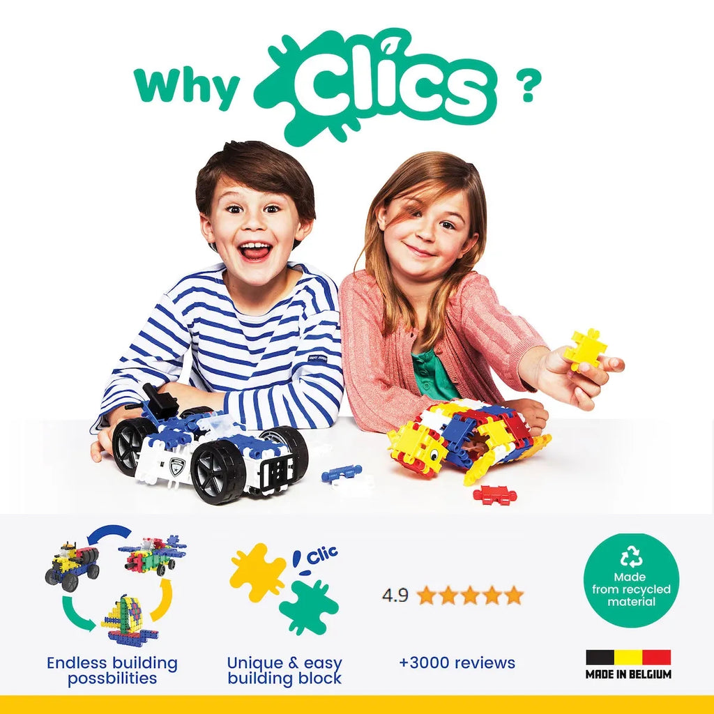 Klocki konstrukcyjne Clics Maszyny Budowlane 144 el., od 5 lat