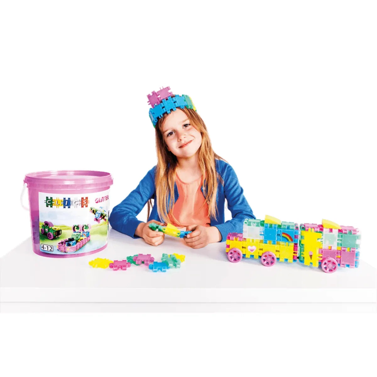 Klocki Clics Wiaderko 8w1 Glitter brokatowe 175 el., od 4 lat