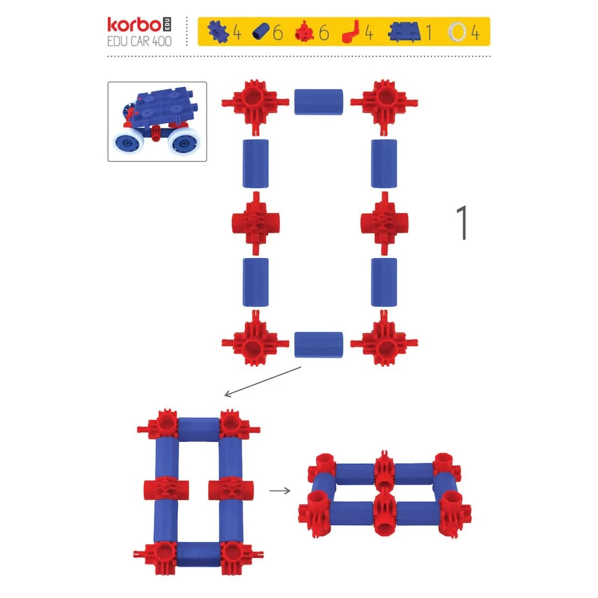 Klocki konstrukcyjne Edu Car 400 el. Pojazdy, od 4 lat