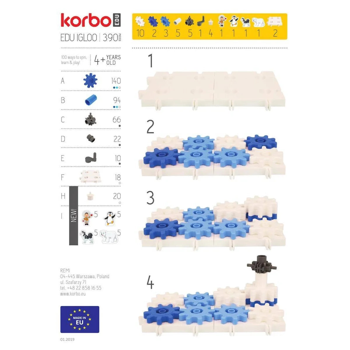 Klocki konstrukcyjne Edu Igloo 390 el. Arktyka, od 4 lat