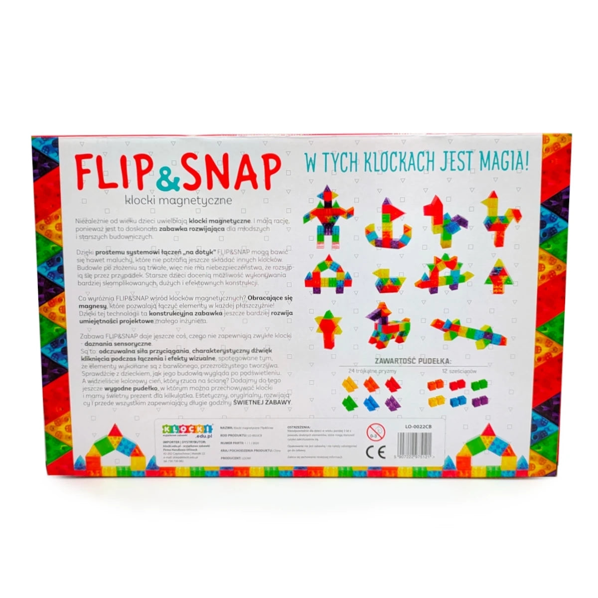 Klocki magnetyczne Flip and Snap Loowi 36 el., od 4 lat