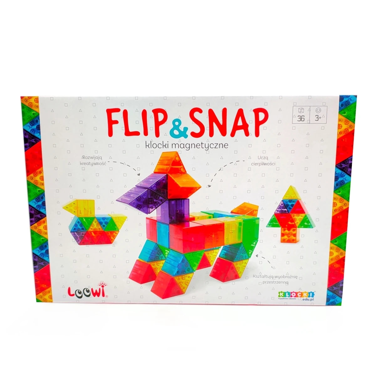Klocki magnetyczne Flip and Snap Loowi 36 el., od 4 lat