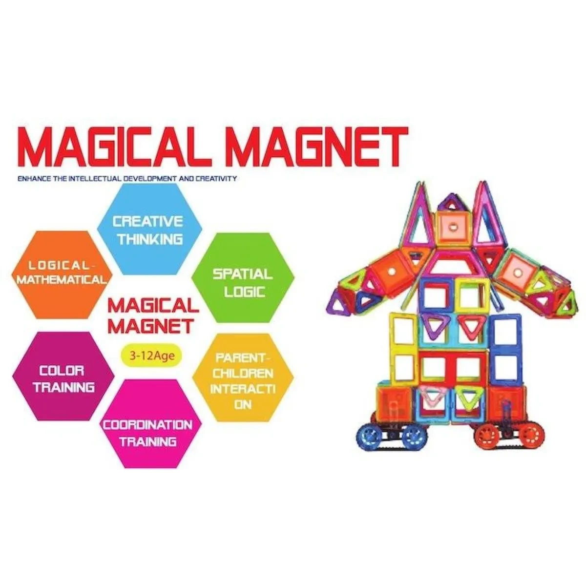 Klocki magnetyczne Magical Magnet 168 el., od 4 lat