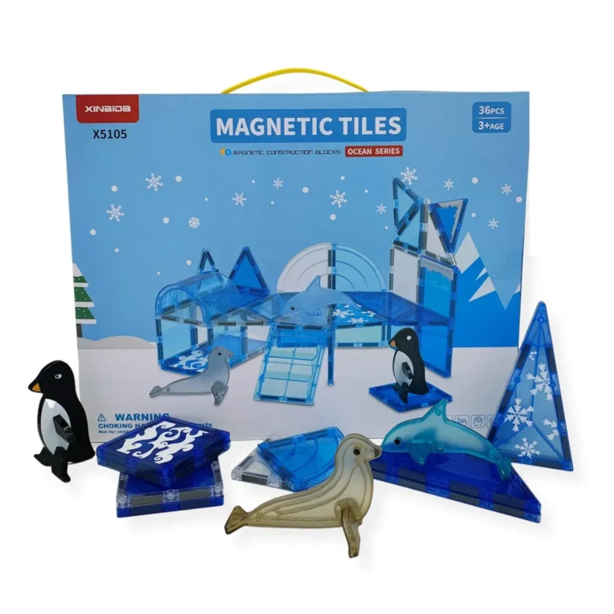 Klocki magnetyczne Ocean 36 el. z figurkami Magnetic Tiles, od 3 lat