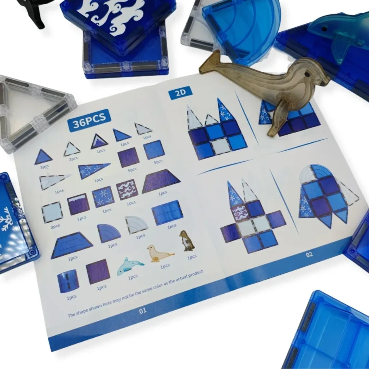 Klocki magnetyczne Ocean 36 el. z figurkami Magnetic Tiles, od 3 lat