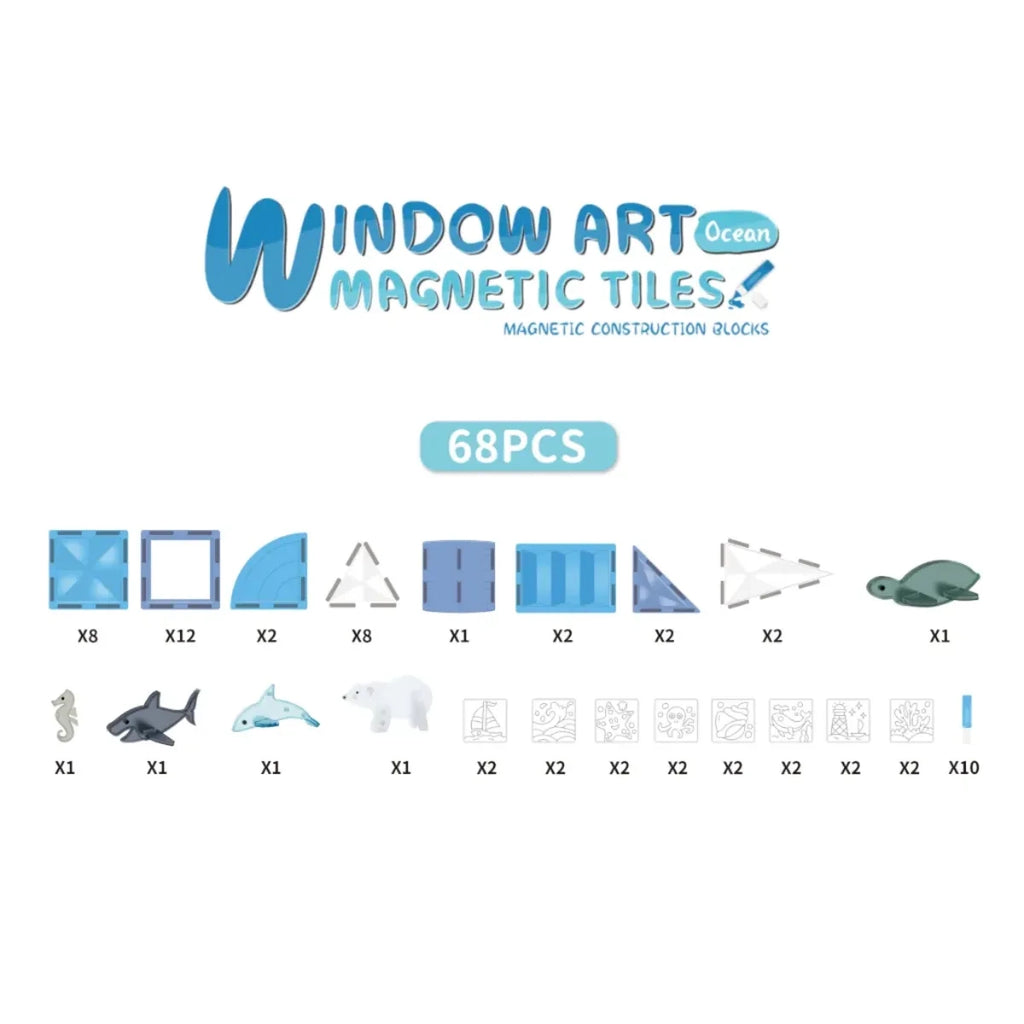 Klocki magnetyczne Ocean 68 el. Window Art, od 3 lat