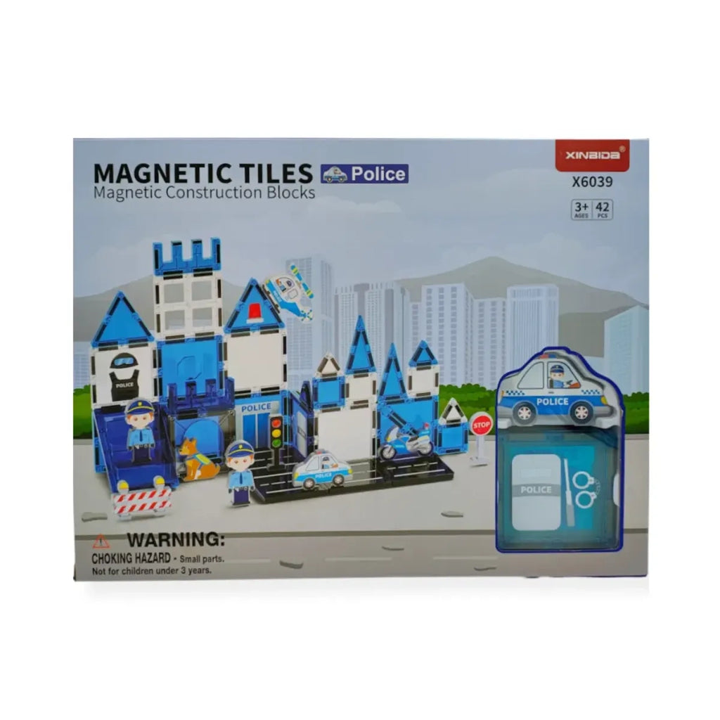 Klocki magnetyczne policja 42 el. Magnetic Tiles, od 3 lat