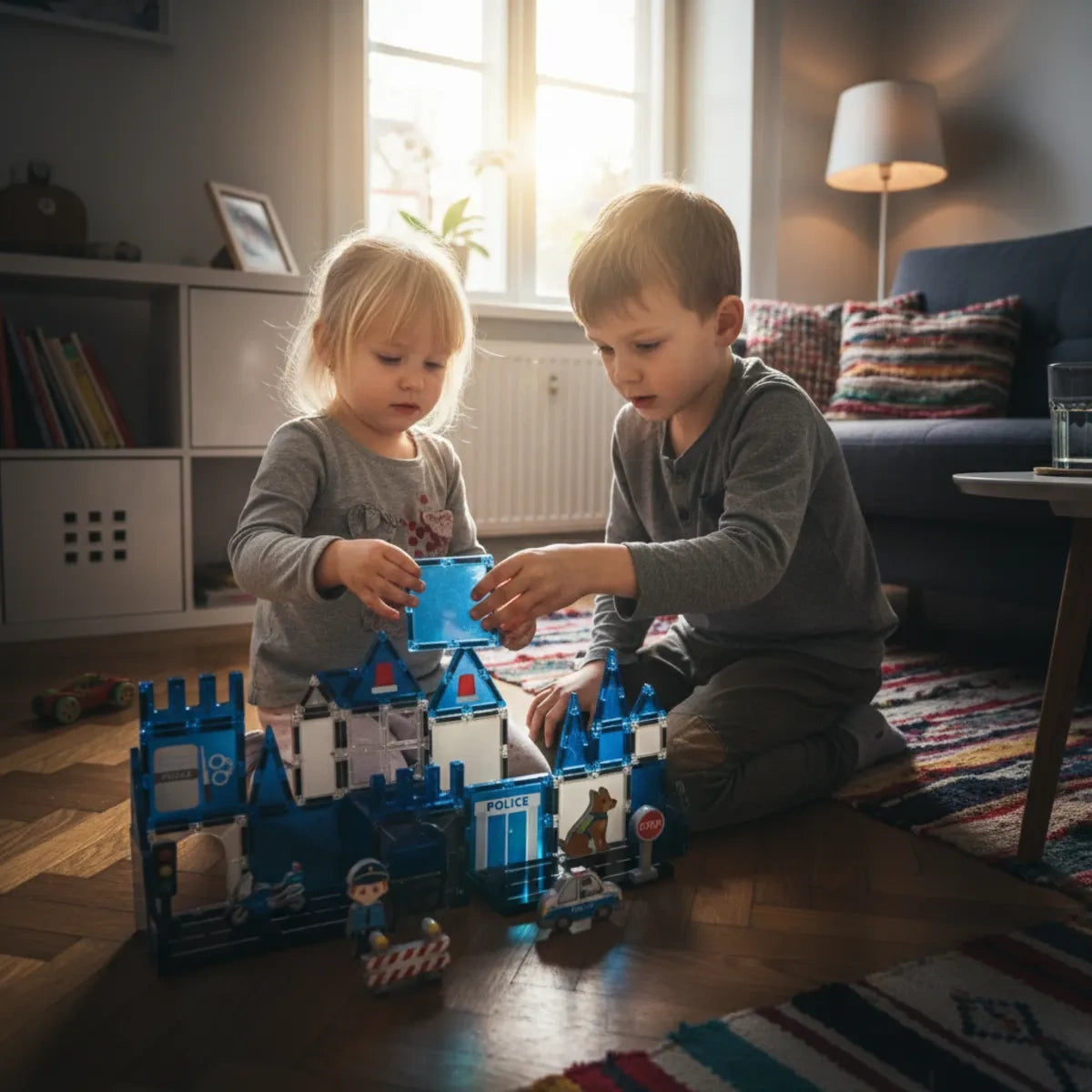 Klocki magnetyczne policja 42 el. Magnetic Tiles, od 3 lat
