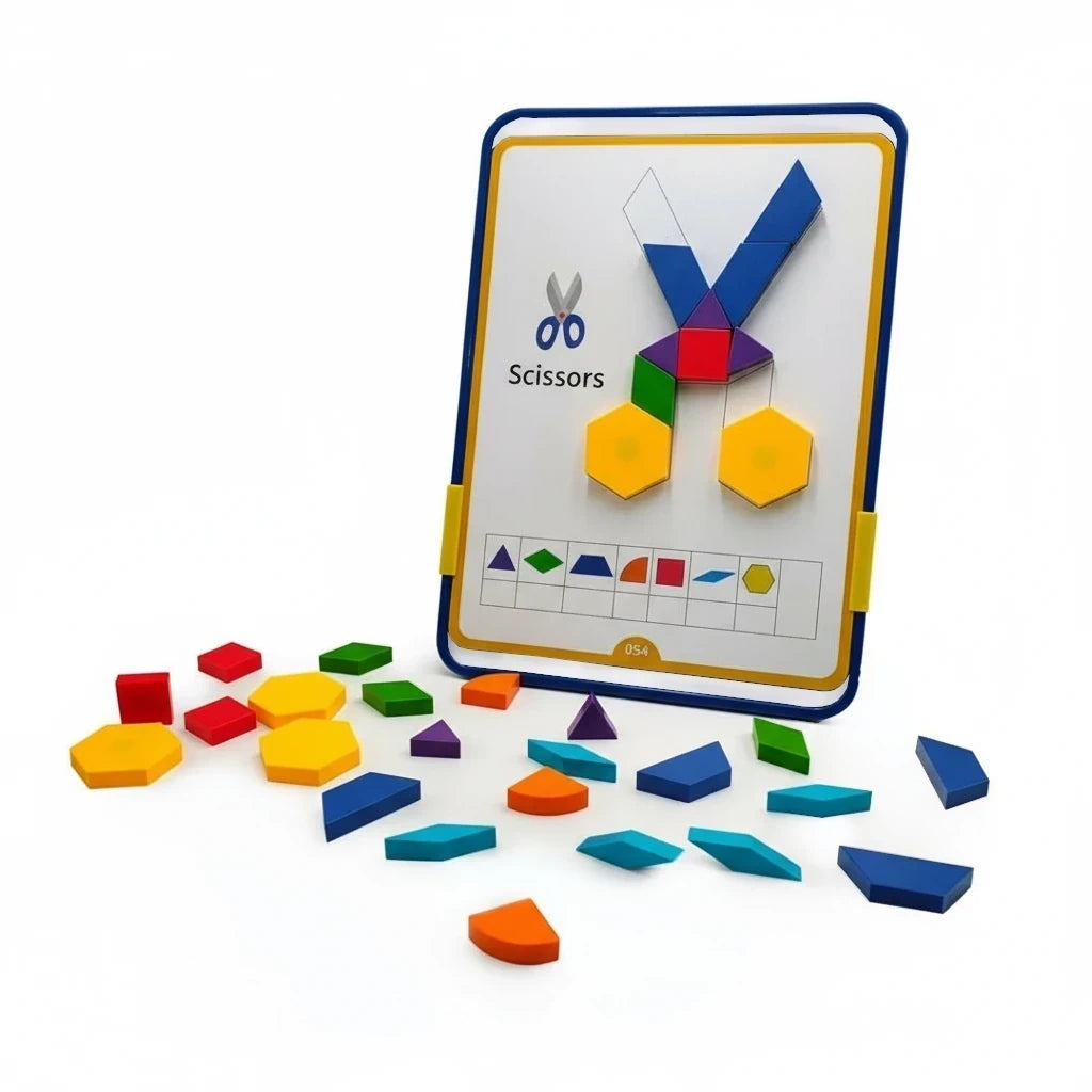 Magnetyczna mozaika klocki Tangram z tablicą 252 el. + karty pracy, od 3 lat