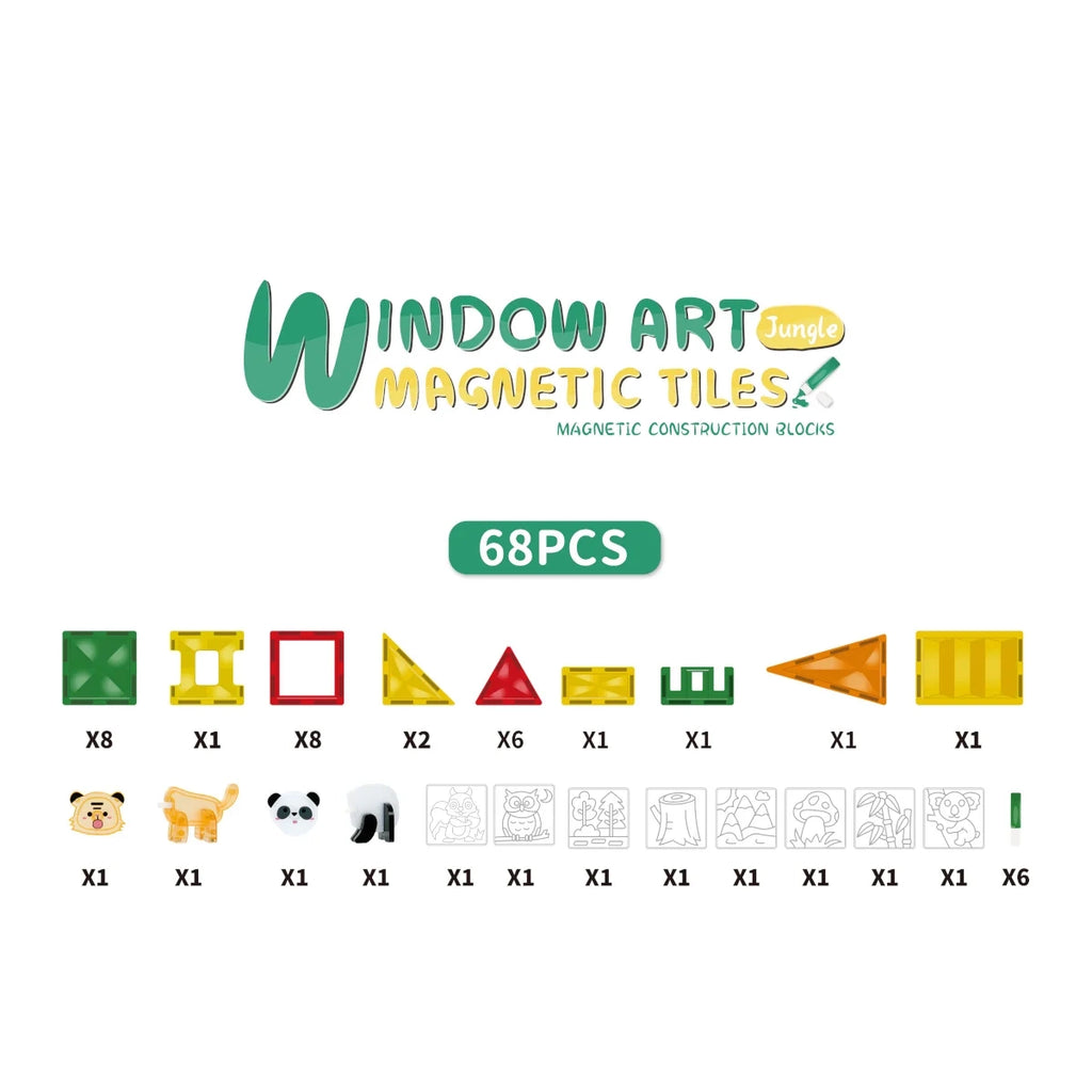 Klocki magnetyczne dla dzieci Window Art Dżungla 47 el., od 3 lat