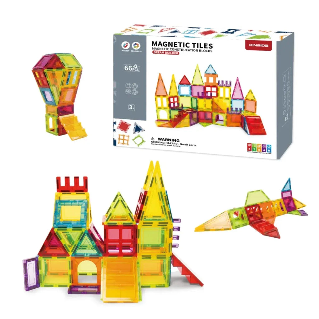 Klocki magnetyczne XL 66 el. Magnetic Tiles, od 3 lat