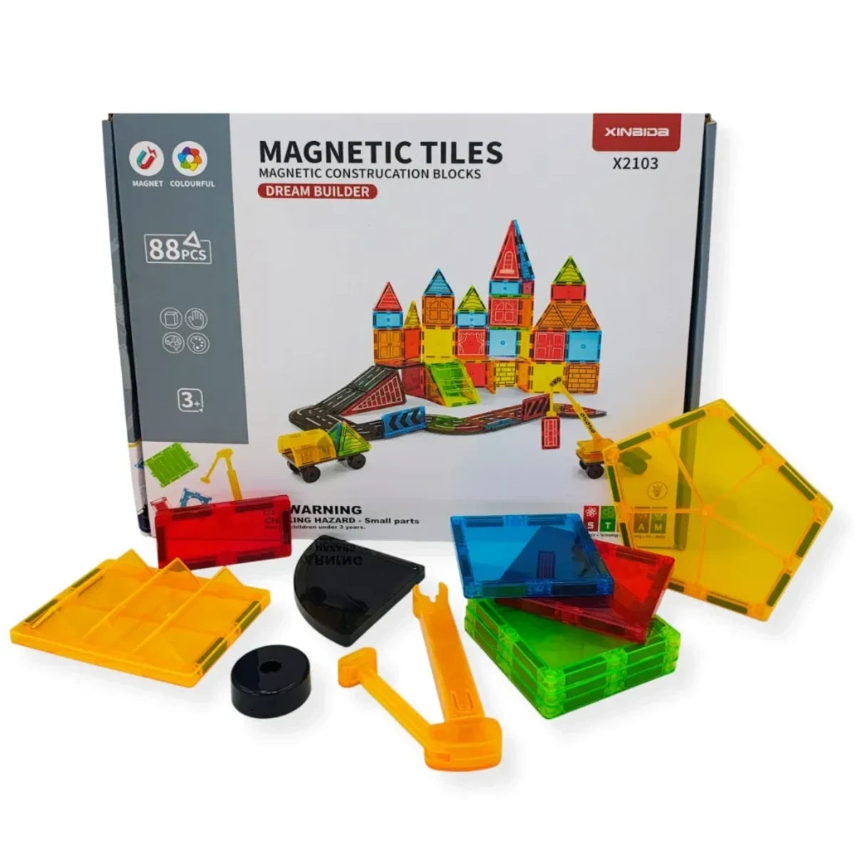Klocki magnetyczne XL 88 el. Magnetic Tiles Duży, od 3 lat