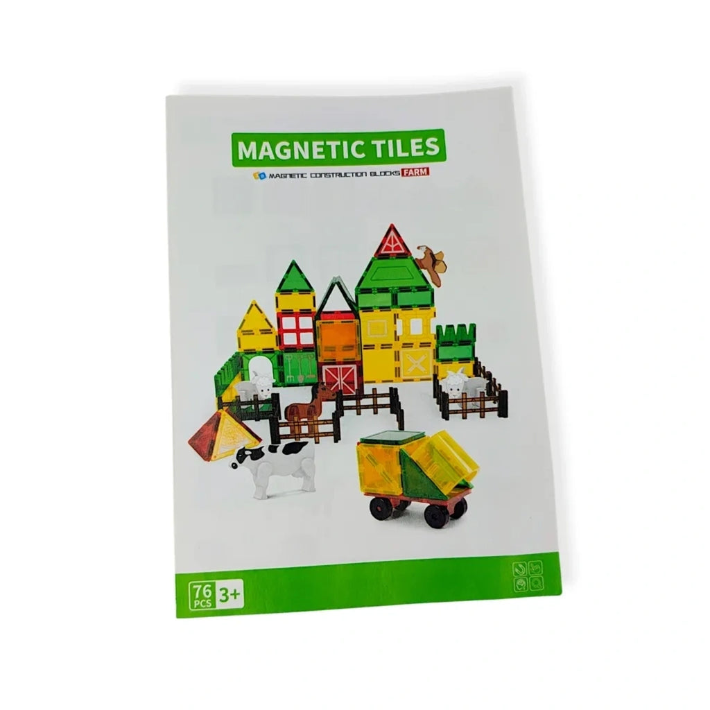 Klocki magnetyczne farma 76 el. Magnetic Tiles, od 3 lat