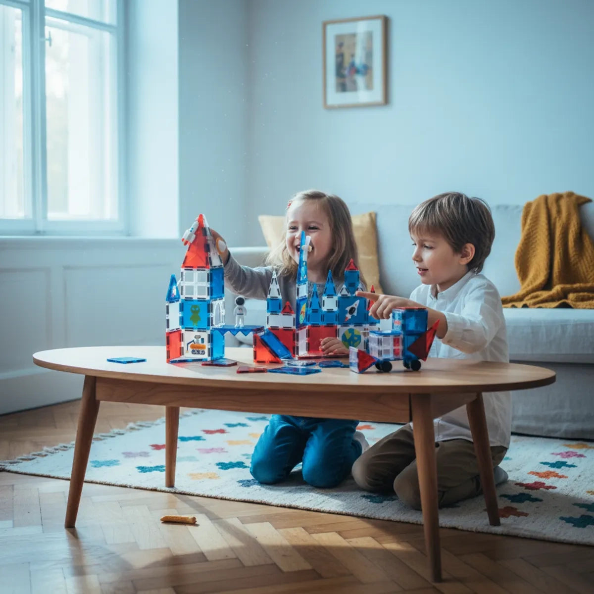 Klocki magnetyczne kosmiczne zestaw 60 el., od 3 lat