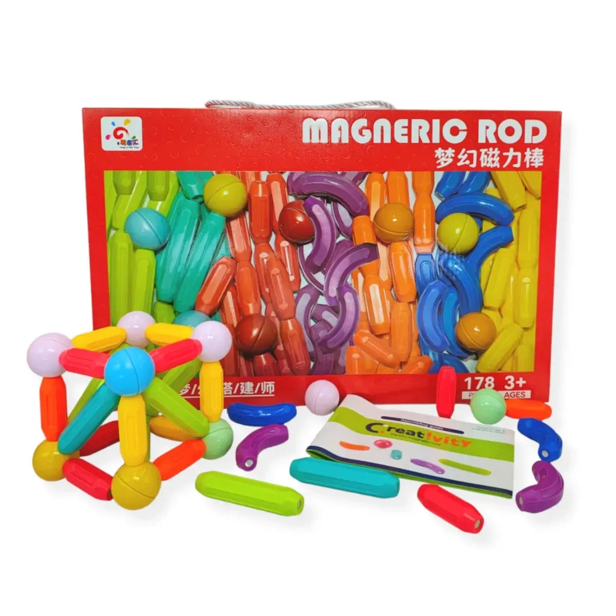 Magnetyczne pałeczki i kulki 178 el. CreativiR, od 3 lat