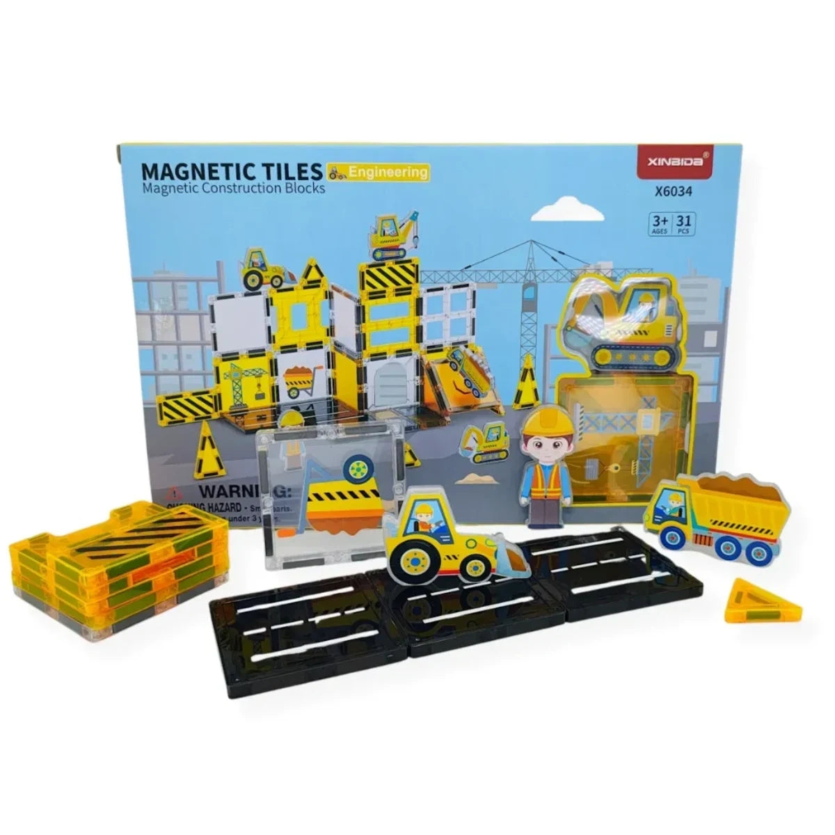 Klocki magnetyczne plac budowy 31 el. Magnetic Tiles, od 3 lat
