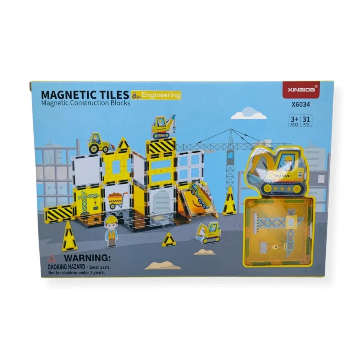 Klocki magnetyczne plac budowy 31 el. Magnetic Tiles, od 3 lat