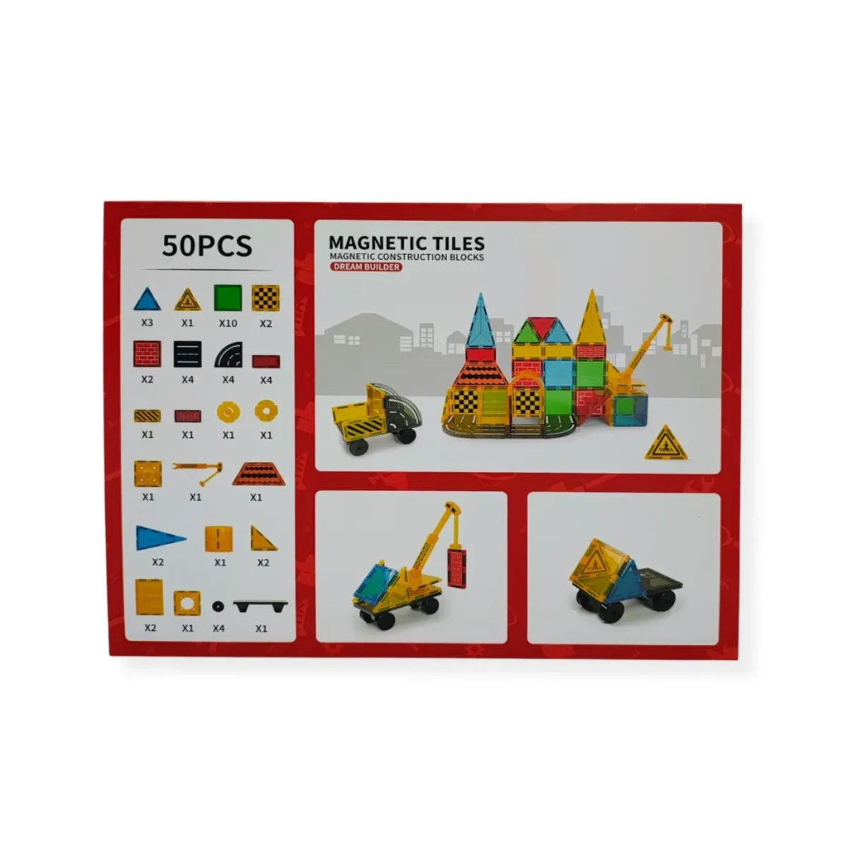 Klocki magnetyczne plac budowy 50 el. przezroczyste Magnetic Tiles, od 3 lat