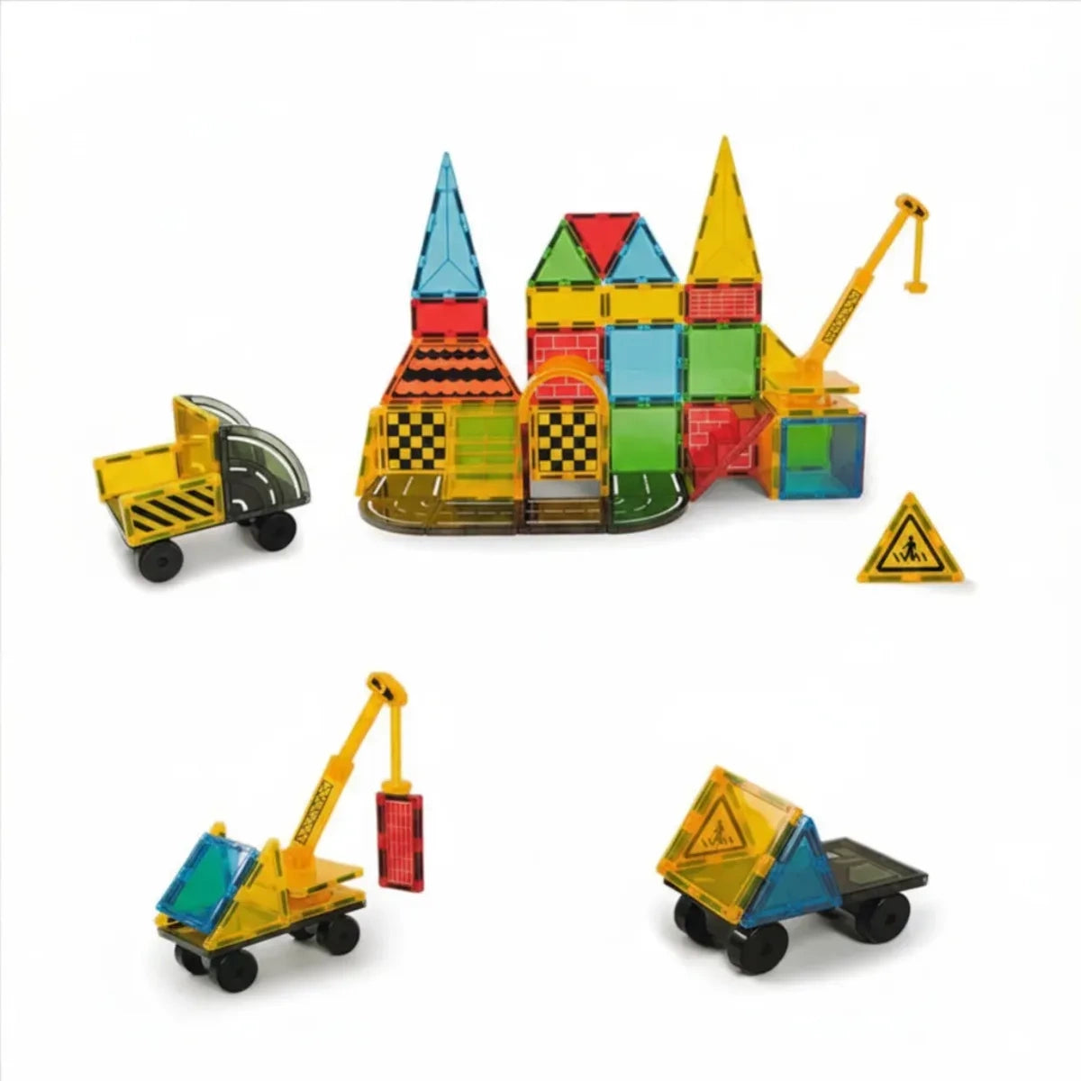 Klocki magnetyczne plac budowy 50 el. przezroczyste Magnetic Tiles, od 3 lat
