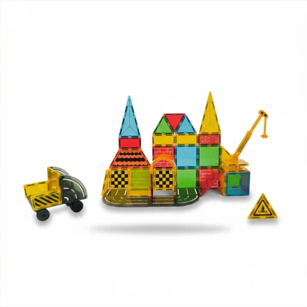 Klocki magnetyczne plac budowy 50 el. przezroczyste Magnetic Tiles, od 3 lat